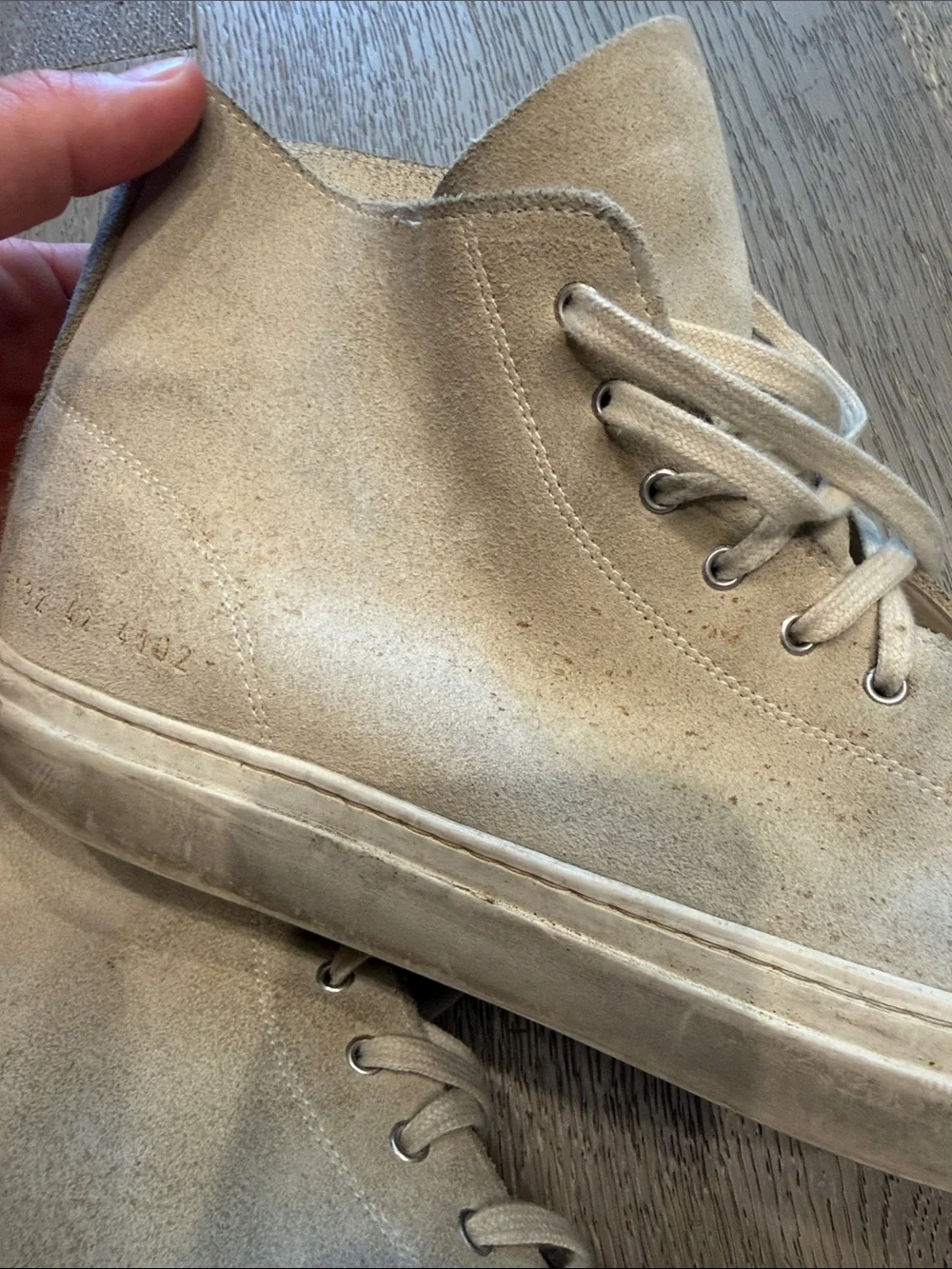 Men's Common Project Suede High-Top Sneakers in Light Brown